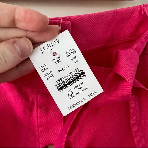 NWT J. Crew Chino Button Front Tie Waist Mini Skirt in Sweet Briar Pink - Picture 8 of 9